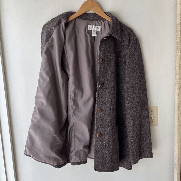 Orvis Vintage 90s Brown 100% Wool Tweed Workwear Chore Jacket Utility, XL - Picture 4 of 11